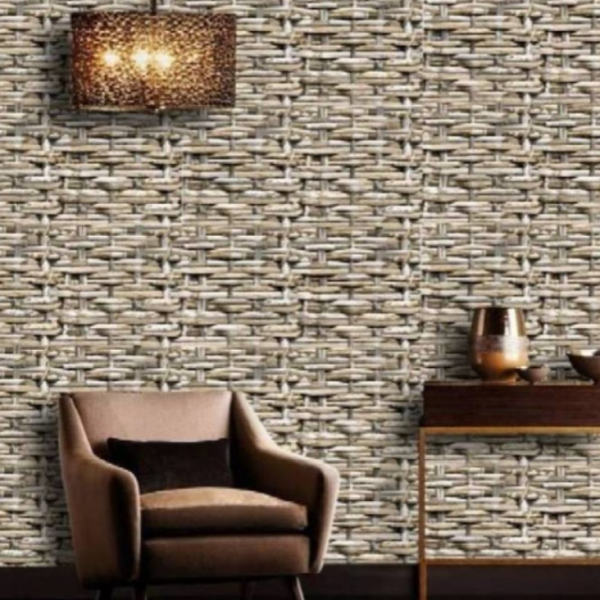 Wallpaper dinding dengan corak serat bambu